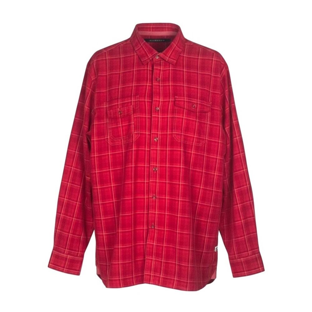 Sean John Men's 3XL Tailored Fit Red Button-Up Casual Shirt Cotton Windowpane